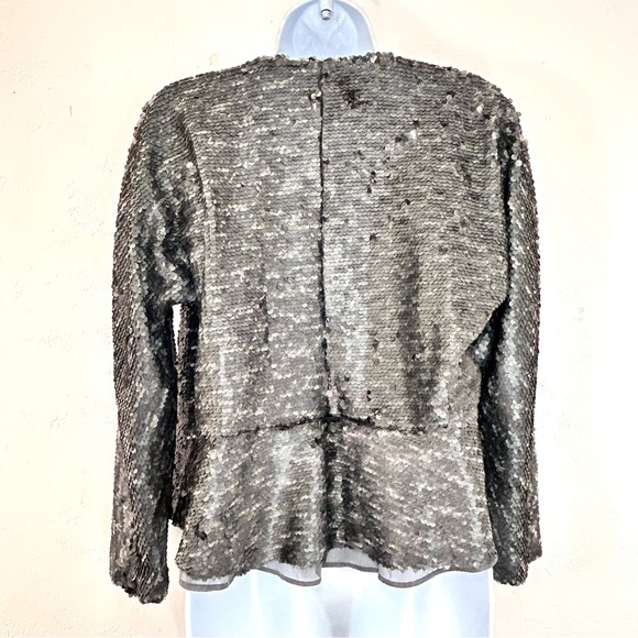 Free People Sequin Drape Open Front Jacket Size XS Gray Party Sparkle - Picture 6 of 10